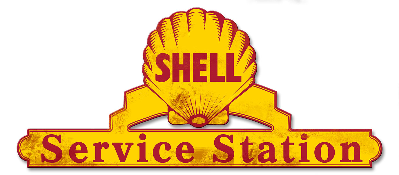 Shell Service Station Grunge, Featured Artists/Shell, Plasma, 25 X 11 Inches