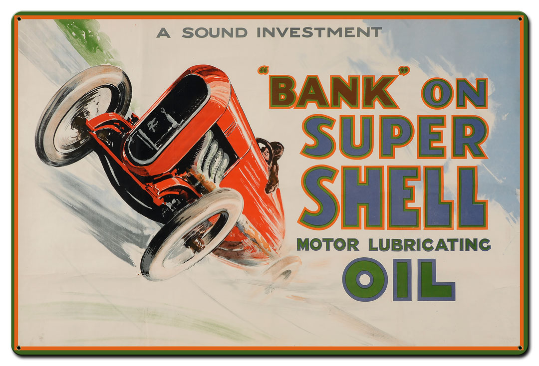Bank on Super Shell Motor Oil, Featured Artists/Shell, Satin, 36 X 24 Inches