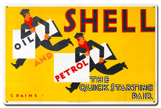 The Quick Starting Pair Shell Oil Two Men, Featured Artists/Shell, Satin, 24 X 16 Inches