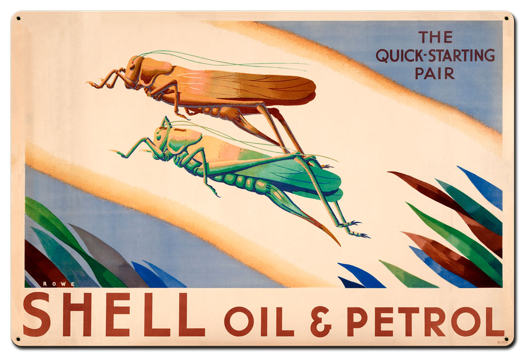 The Quick Starting Pair Shell Oil Grasshoppers, Featured Artists/Shell, Satin, 36 X 24 Inches
