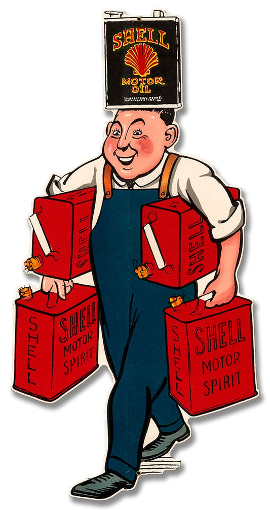 Shell Motor Spirit Holding Man, Featured Artists/Shell, Plasma, 23 X 11 Inches