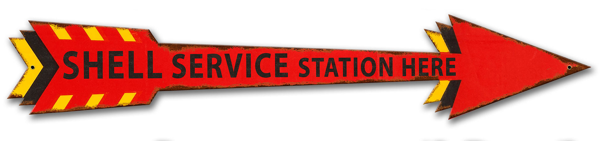 Shell Service Station Here Arrow Grunge, Featured Artists/Shell, Plasma, 28 X 5 Inches
