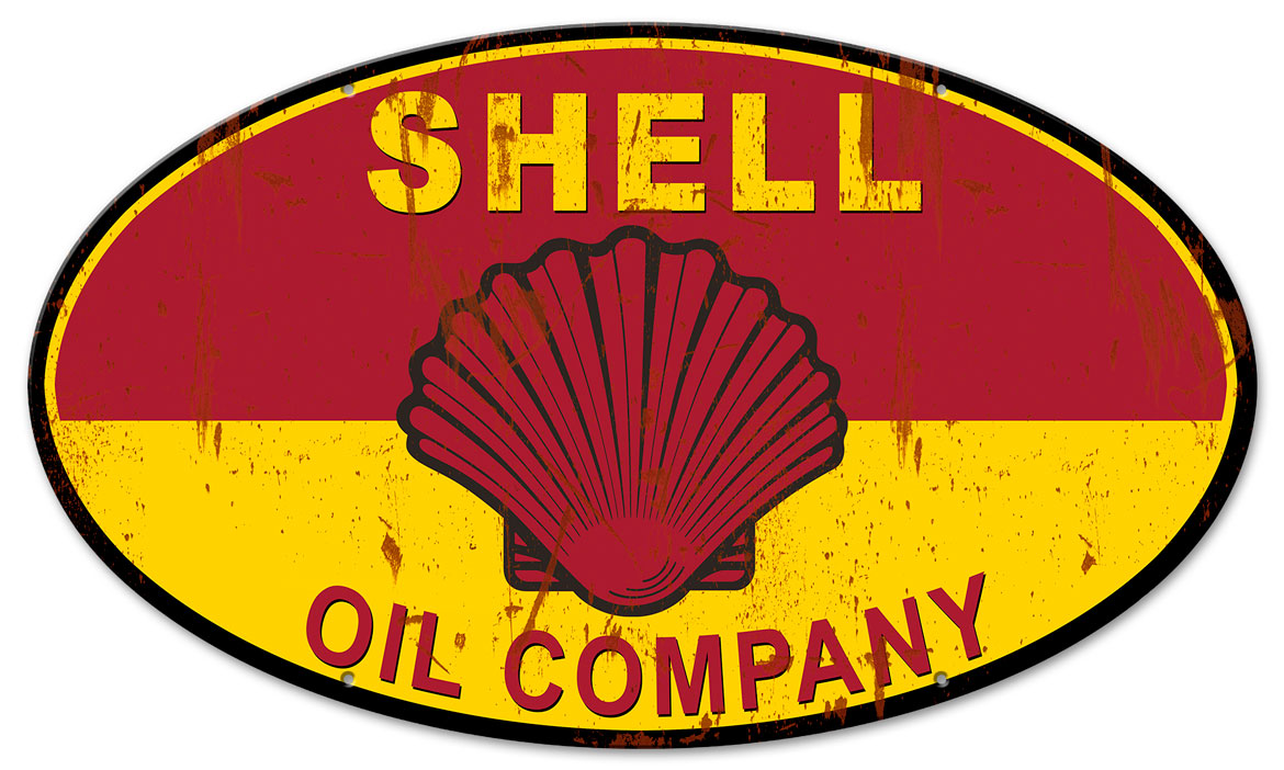 Shell Oil Company Grunge, Featured Artists/Shell, Oval, 24 X 14 Inches