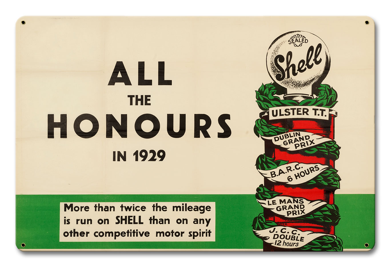 Shell All The Honours 1929, Featured Artists/Shell, Satin, 18 X 12 Inches