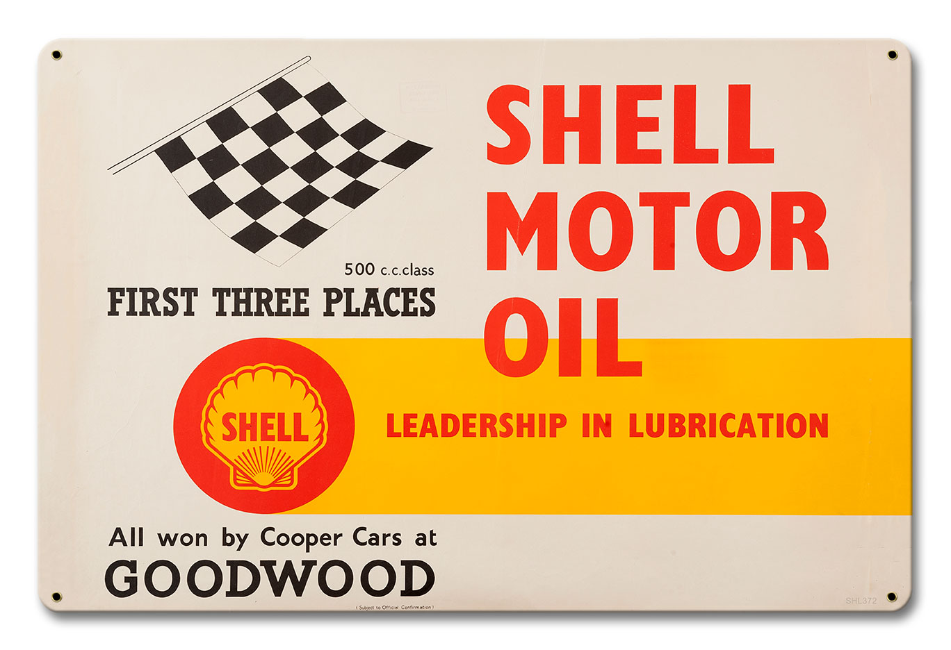 Shell Motor Oil First Three Places, Featured Artists/Shell, Satin, 18 X 12 Inches