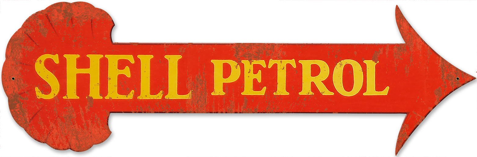 Shell Petrol Arrow Grunge, Featured Artists/Shell, Plasma, 31 X 11 Inches