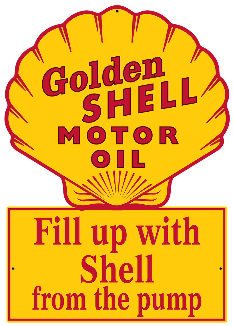 Golden Shell Motor Oil Fill Up With Shell From The Pump, Featured Artists/Shell, Plasma, 22 X 15 Inches
