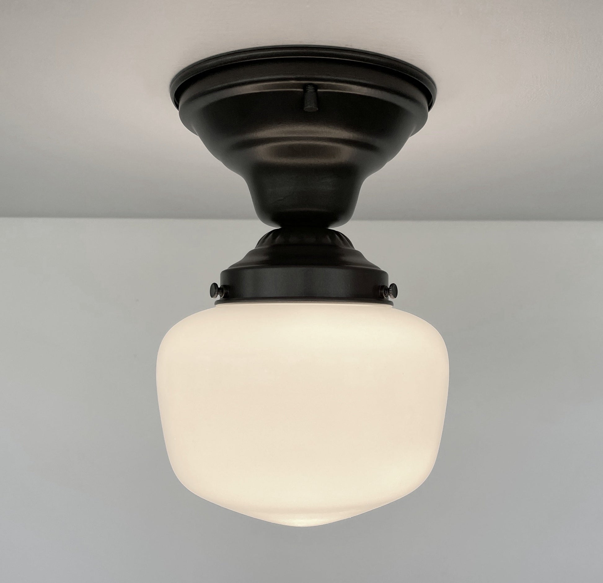 Simple Schoolhouse CEILING LIGHT Fixture of Milk Glass