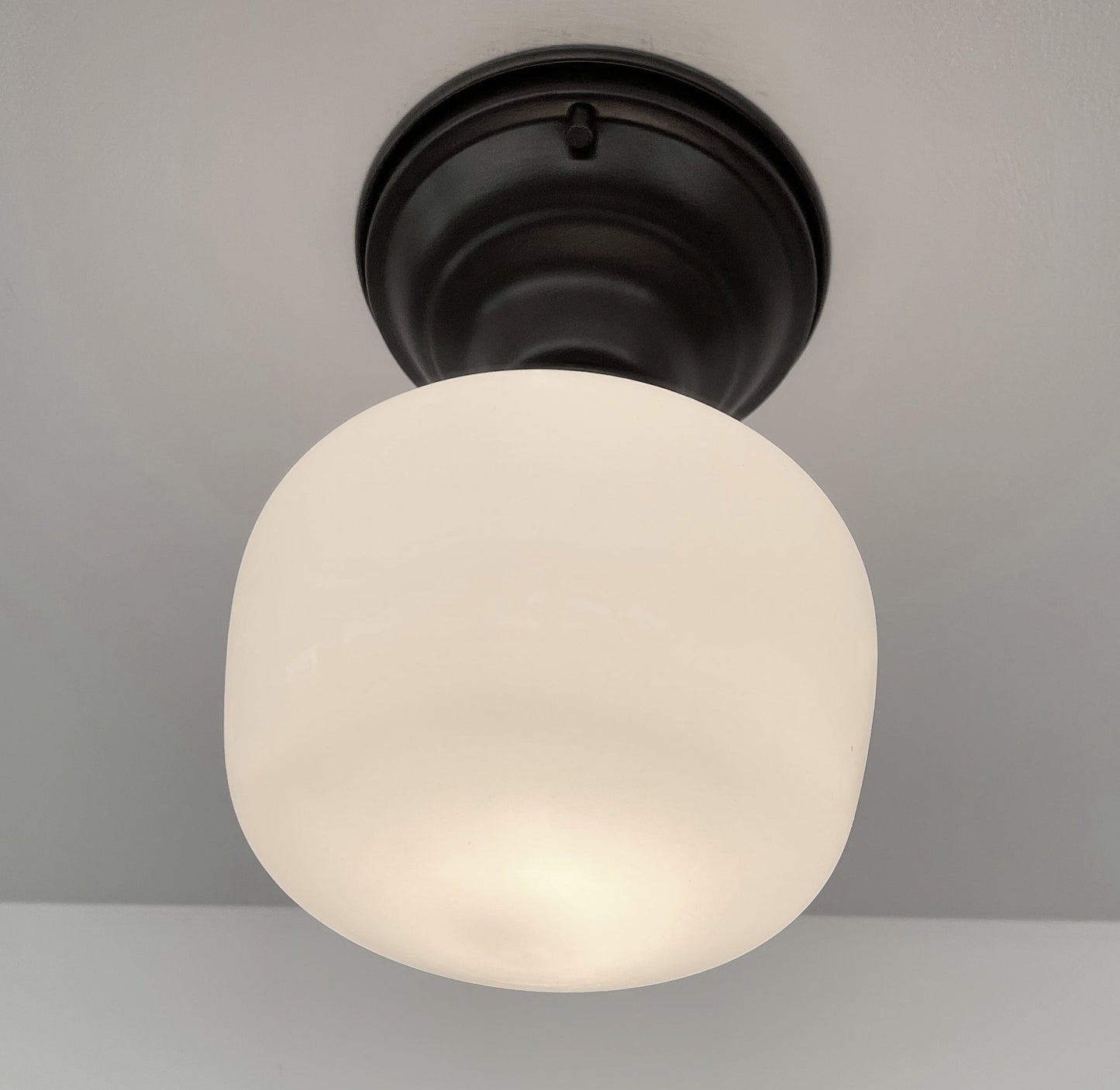 Simple Schoolhouse CEILING LIGHT Fixture of Milk Glass