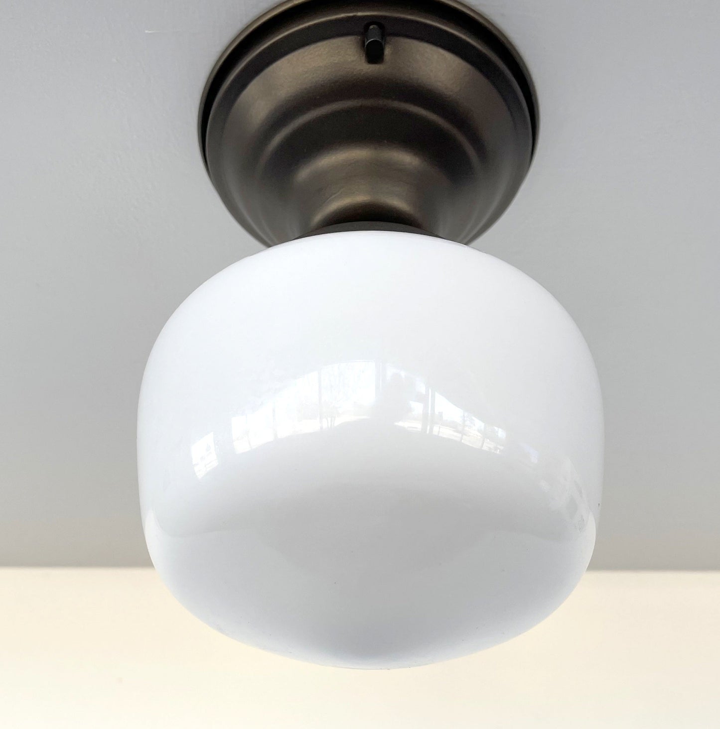 Simple Schoolhouse CEILING LIGHT Fixture of Milk Glass