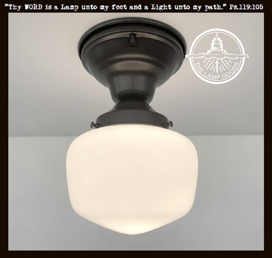 Simple Schoolhouse CEILING LIGHT Fixture of Milk Glass