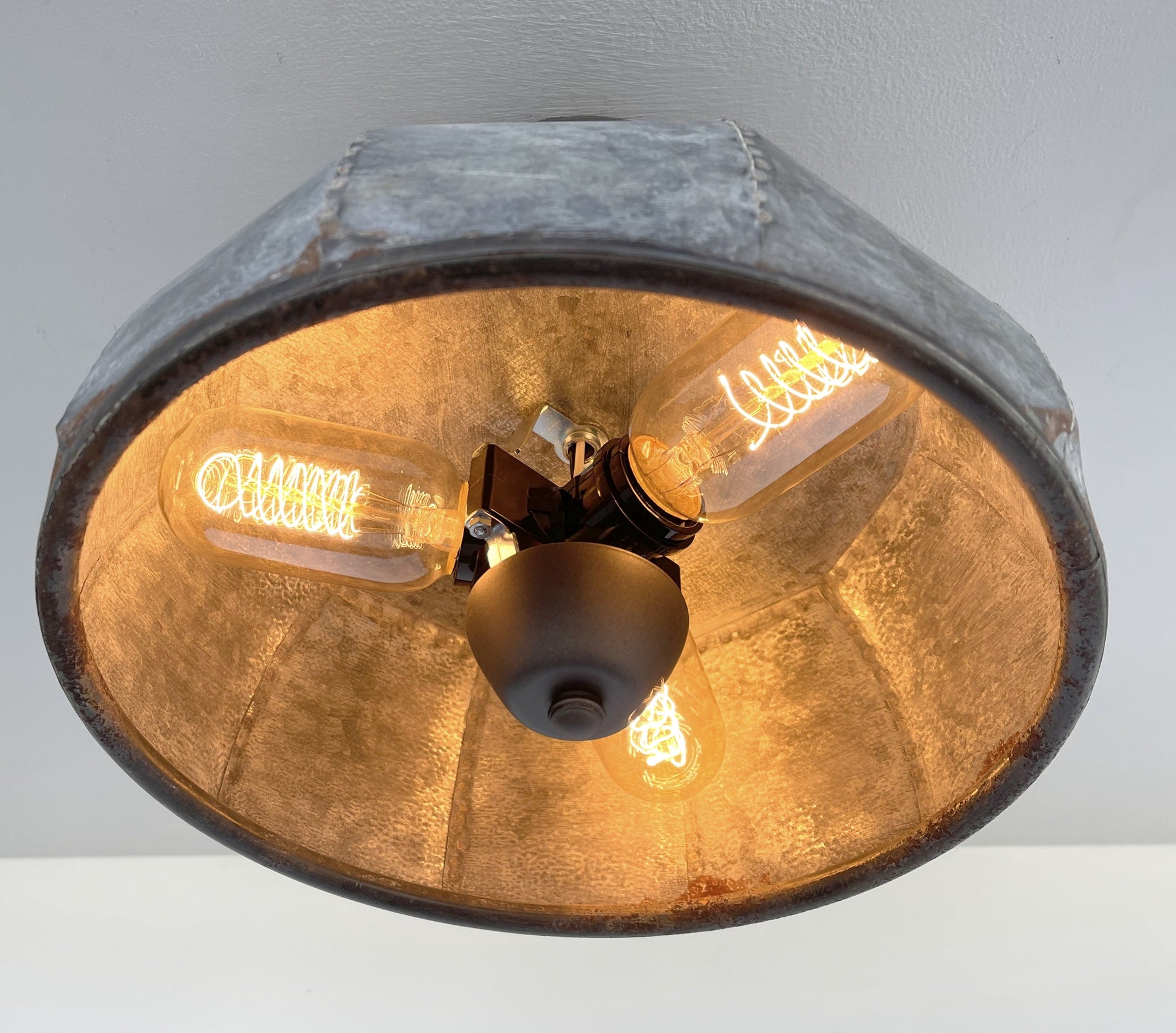 Rustic Metal Farmhouse Ceiling Light - Eight Sided