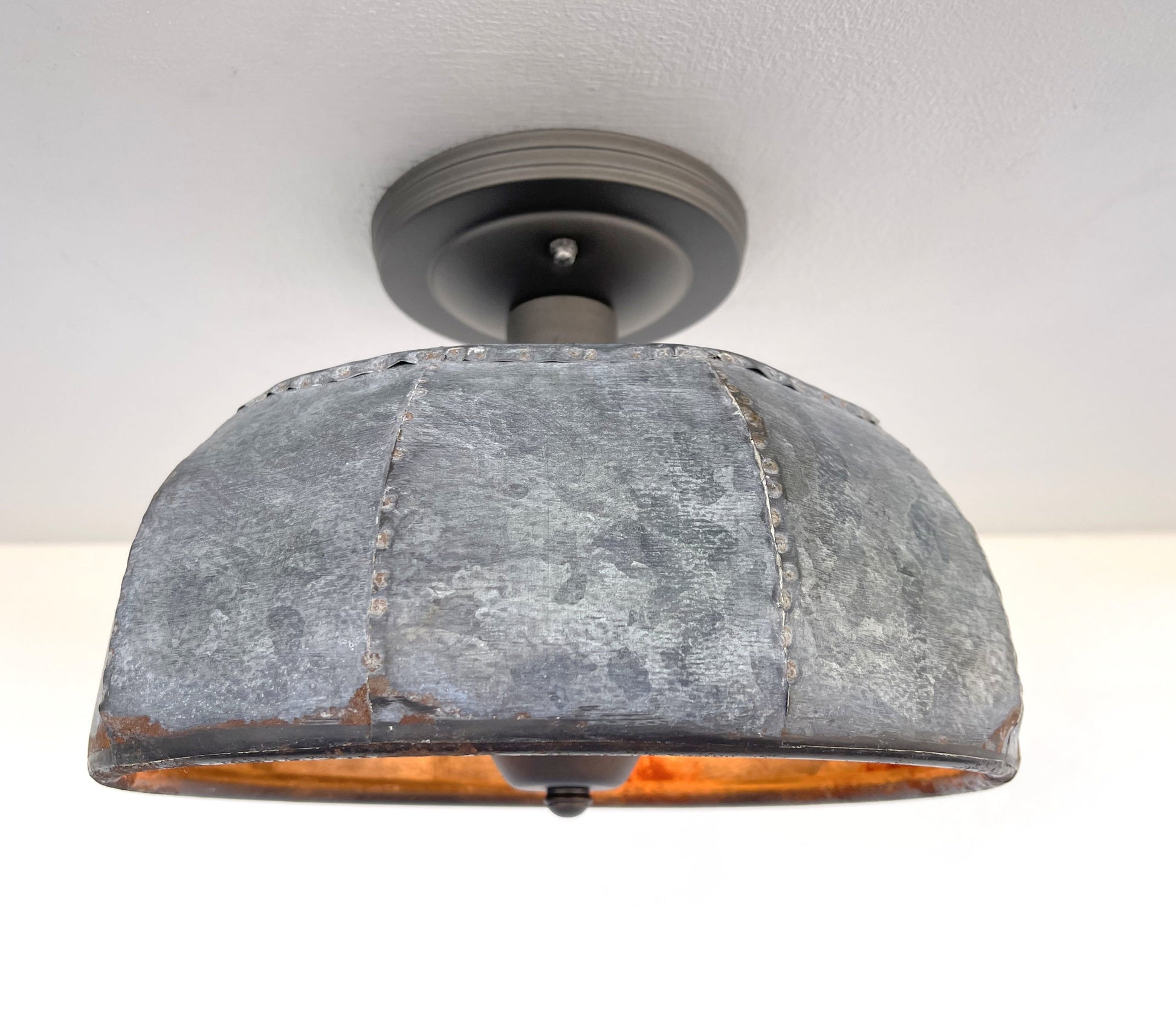 Rustic Metal Farmhouse Ceiling Light - Eight Sided