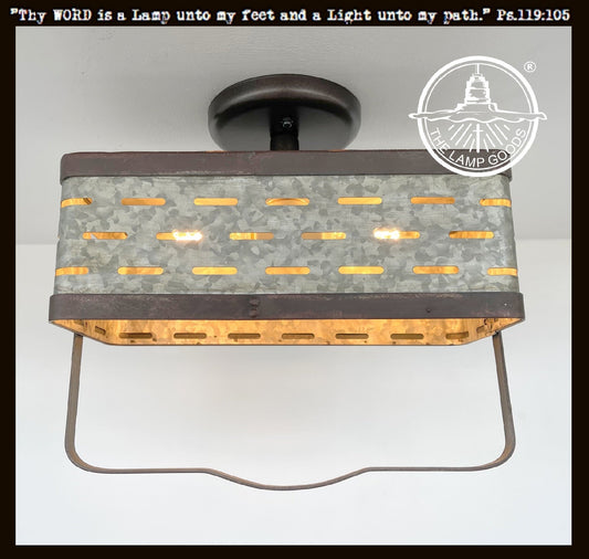 REDIRECT!!!!   Rectangular Rustic Galvanized Ceiling Light Fixture