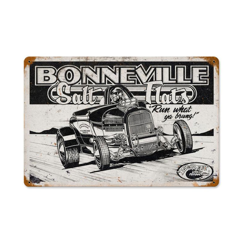 Bonneville Salt Flats, Automotive, Vintage Metal Sign, 12 X 18 Inches
