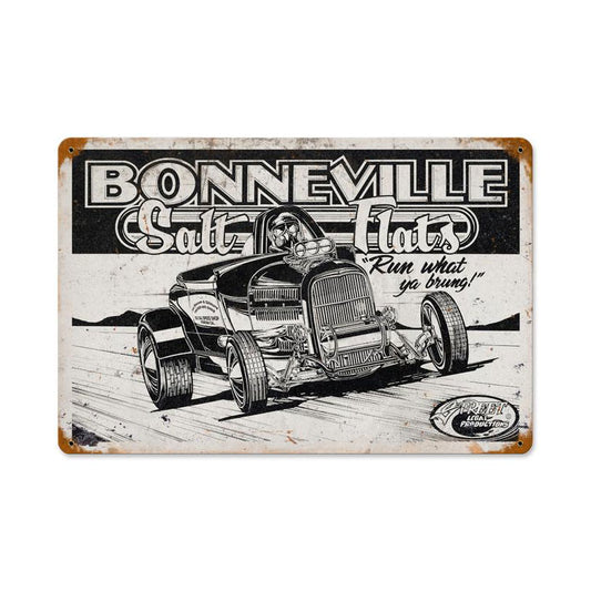 Bonneville Salt Flats, Automotive, Vintage Metal Sign, 12 X 18 Inches