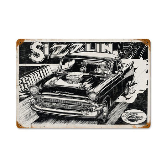 Sizzlin 57, Automotive, Vintage Metal Sign, 18 X 12 Inches