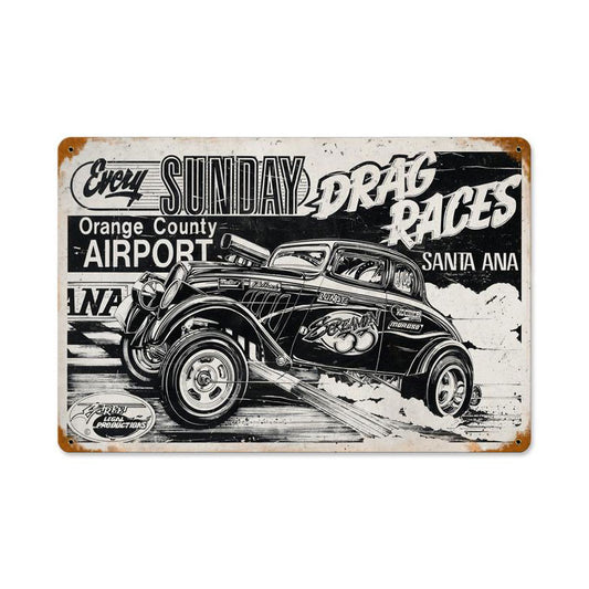 Santa Ana Drag Race, Automotive, Vintage Metal Sign, 18 X 12 Inches