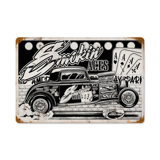 Smokin Aces, Automotive, Vintage Metal Sign, 18 X 12 Inches