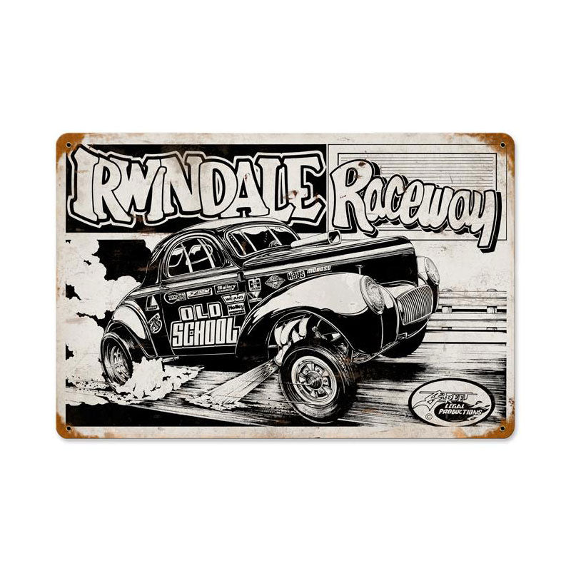 Irwindale Raceway, Automotive, Vintage Metal Sign, 18 X 12 Inches