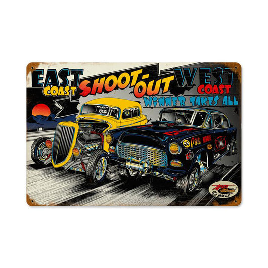 East Coast West Coast, Automotive, Vintage Metal Sign, 18 X 12 Inches