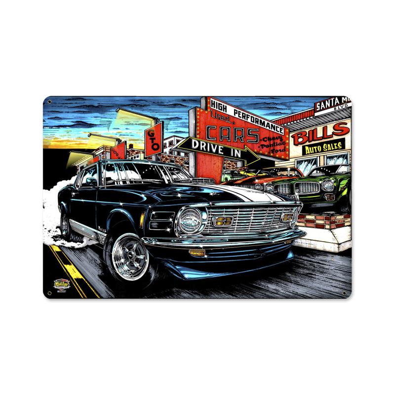 Mustang Car Sales, Automotive, Metal Sign, 18 X 12 Inches