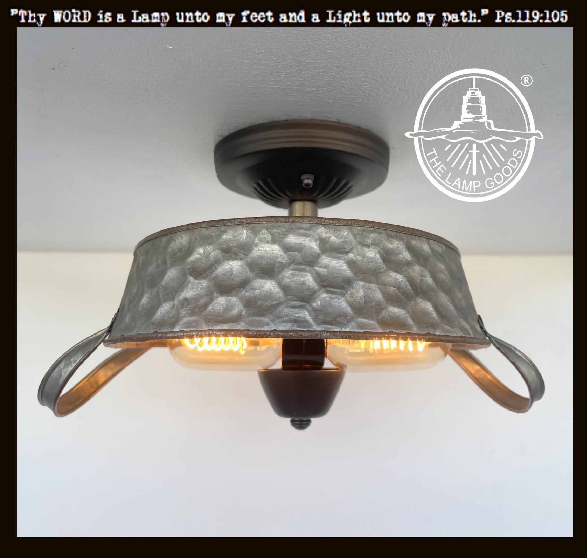 Flat Rustic Tub Ceiling Light Galvanized Beehive