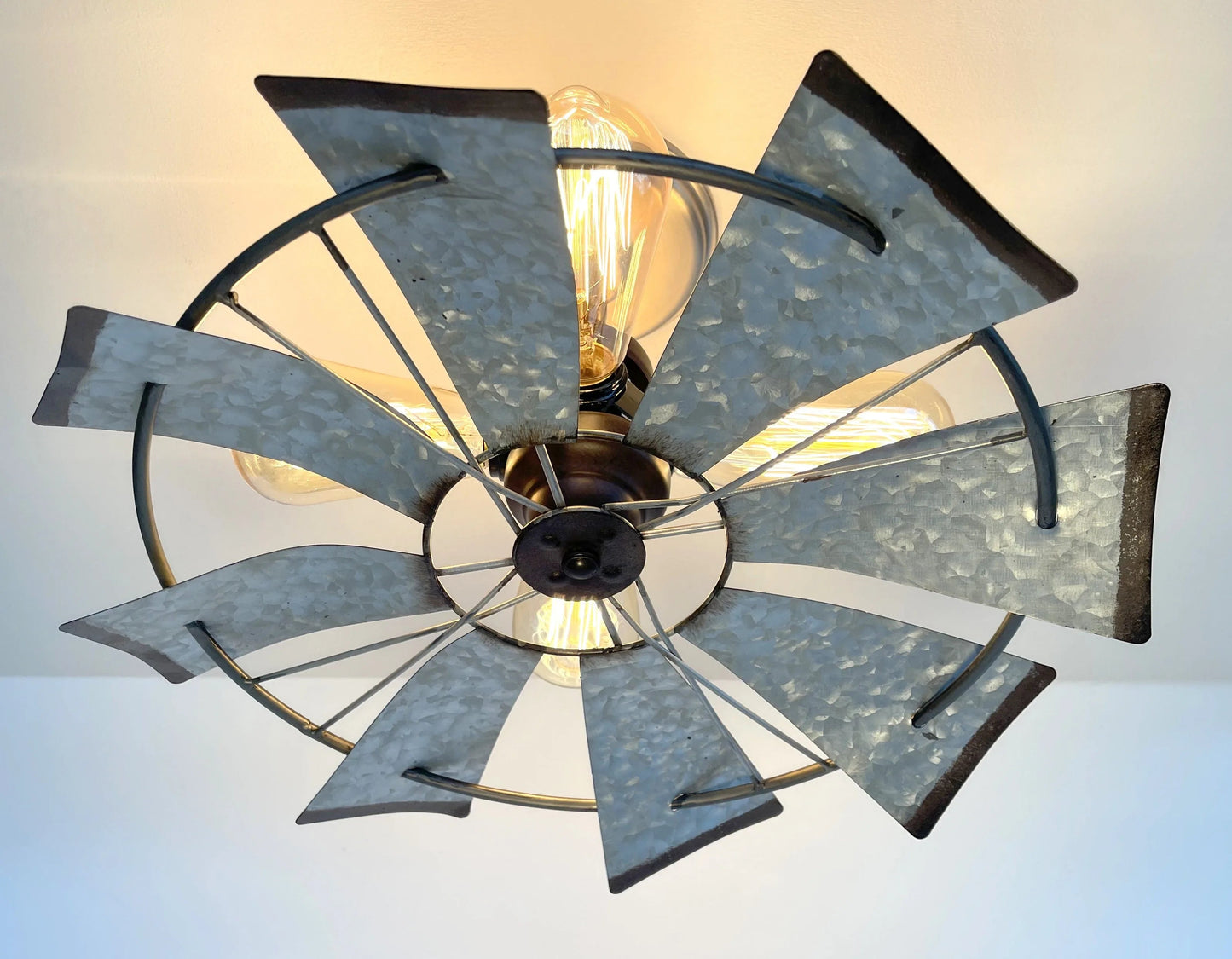 Farmhouse Galvanized Windmill Ceiling Light 16"