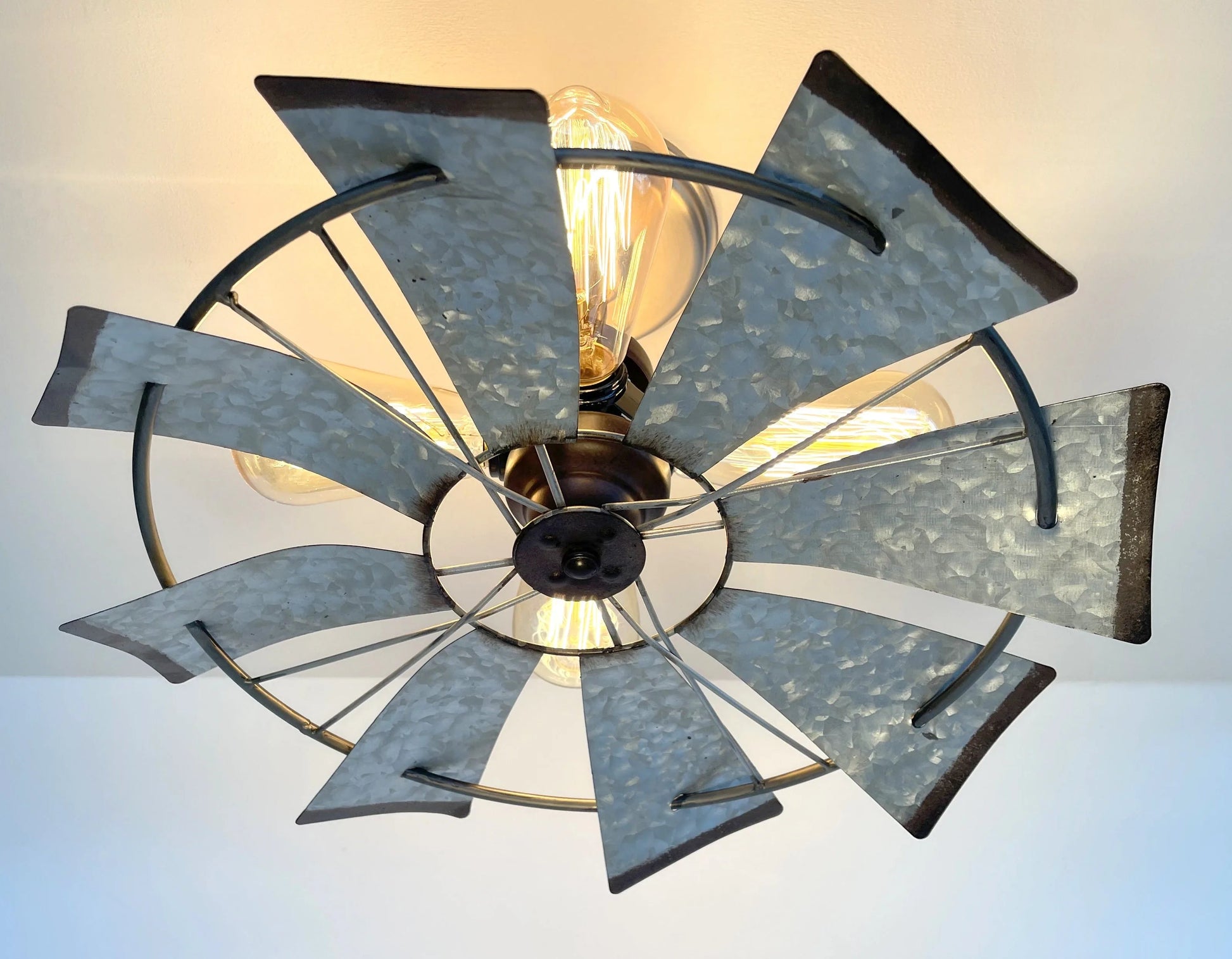Farmhouse Galvanized Windmill Ceiling Light 16"