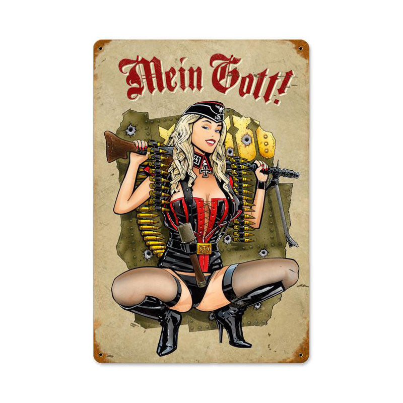 Gunner Girl, Axis Military, Vintage Metal Sign, 12 X 18 Inches