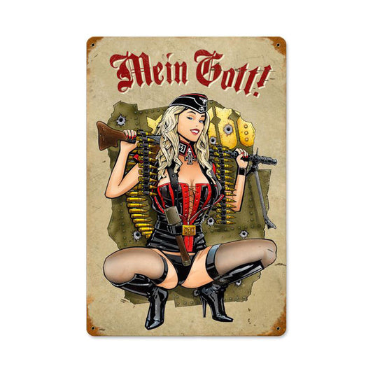 Gunner Girl, Axis Military, Vintage Metal Sign, 12 X 18 Inches