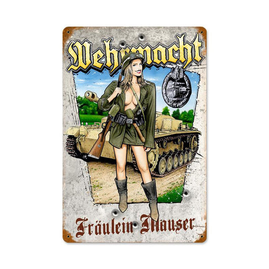 Wehrmacht, Axis Military, Vintage Metal Sign, 12 X 18 Inches