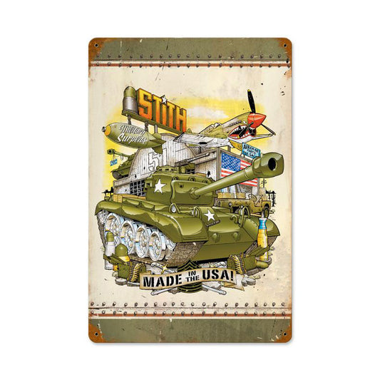 Military Surplus, Allied Military, Vintage Metal Sign, 12 X 18 Inches