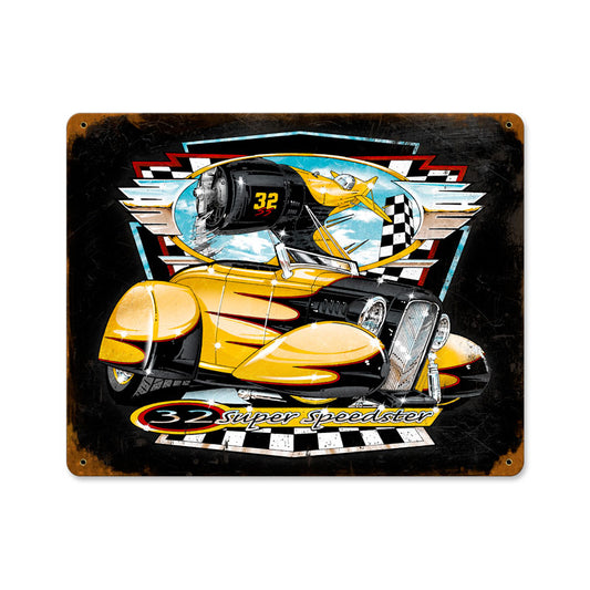 Bee Gee Roadster, Automotive, Vintage Metal Sign, 14 X 11 Inches