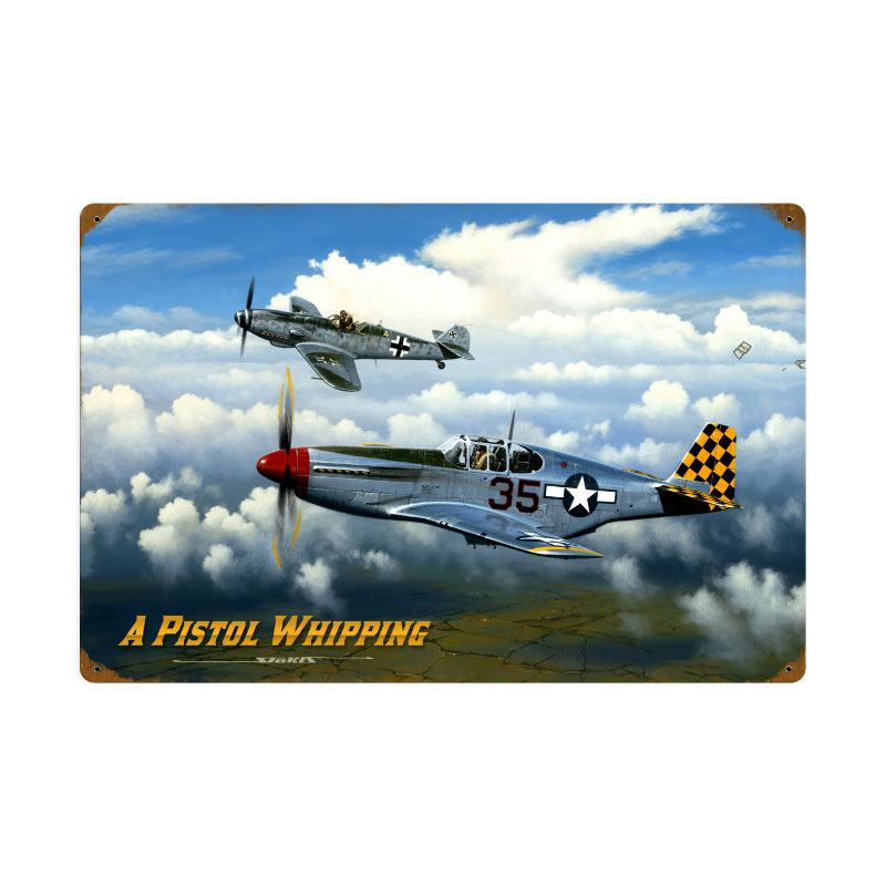Pistol Whipping, Aviation, Vintage Metal Sign, 24 X 16 Inches