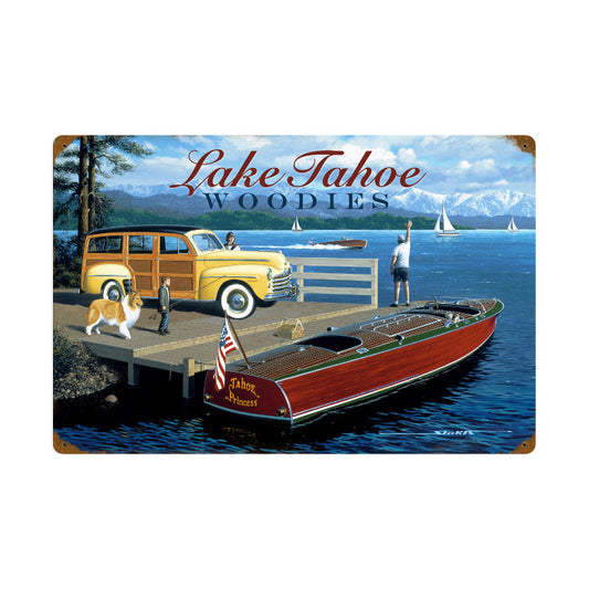 Lake Tahoe Woodies, Automotive, Vintage Metal Sign, 24 X 16 Inches
