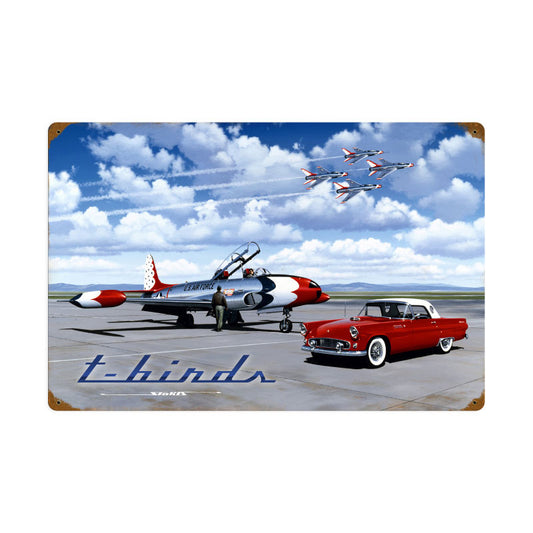 T Birds, Aviation, Vintage Metal Sign, 24 X 16 Inches