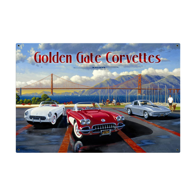 Golden Gate Corvettes, Automotive, Metal Sign, 36 X 24 Inches