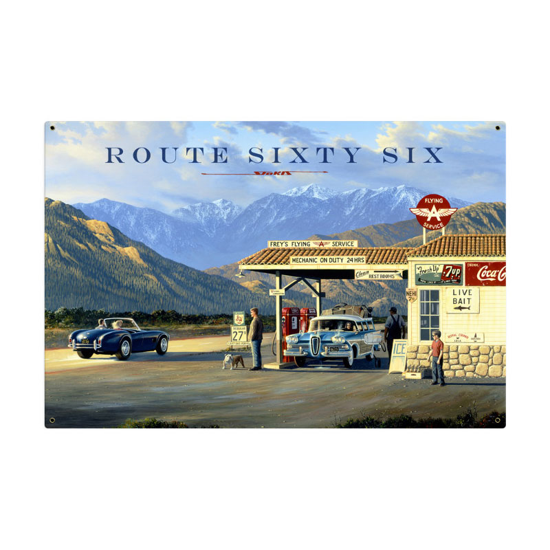 Route 66, Automotive, Metal Sign, 36 X 24 Inches