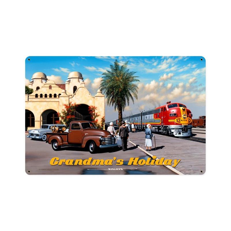 Grandmas Holiday, Automotive, Vintage Metal Sign, 18 X 12 Inches