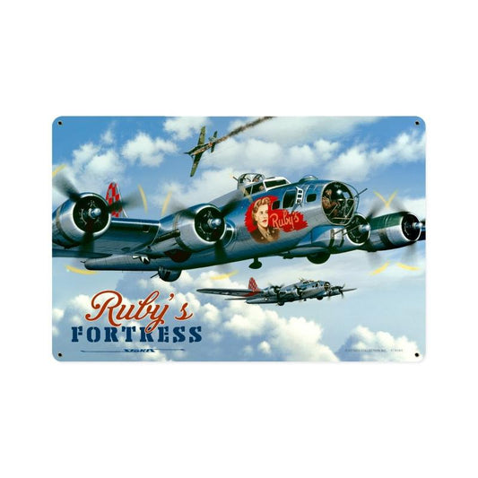 Rubys Fortress, Aviation, Vintage Metal Sign, 18 X 12 Inches