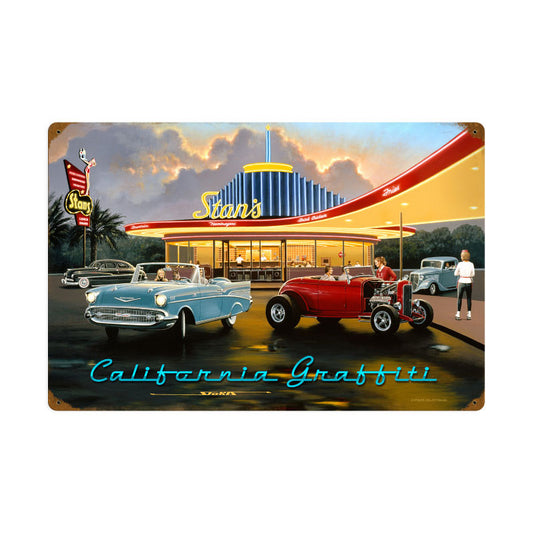 California Graffiti, Automotive, Vintage Metal Sign, 24 X 16 Inches