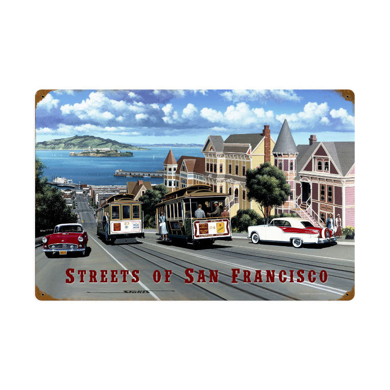 San Francisco Streets, Automotive, Vintage Metal Sign, 24 X 16 Inches