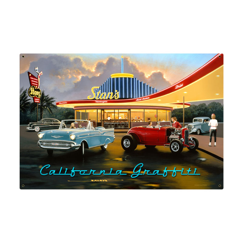 California Graffiti, Automotive, Metal Sign, 36 X 24 Inches