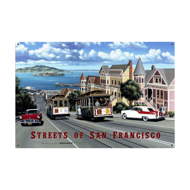 San Francisco Streets, Automotive, Metal Sign, 36 X 24 Inches