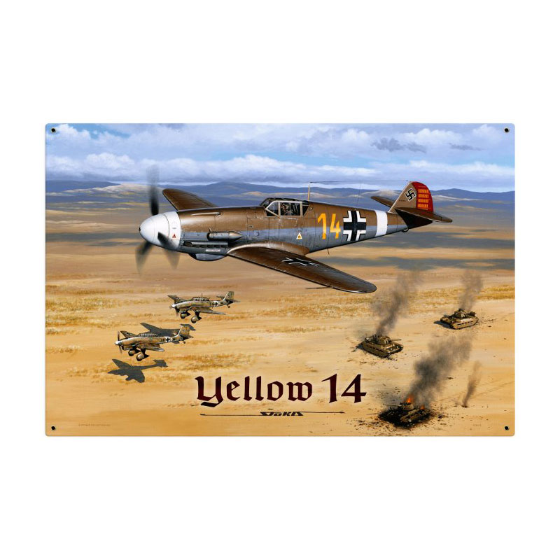 Yellow 14, Aviation, Metal Sign, 36 X 24 Inches