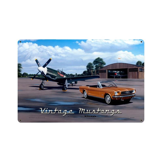 Vintage Mustangs, Automotive, Vintage Metal Sign, 18 X 12 Inches