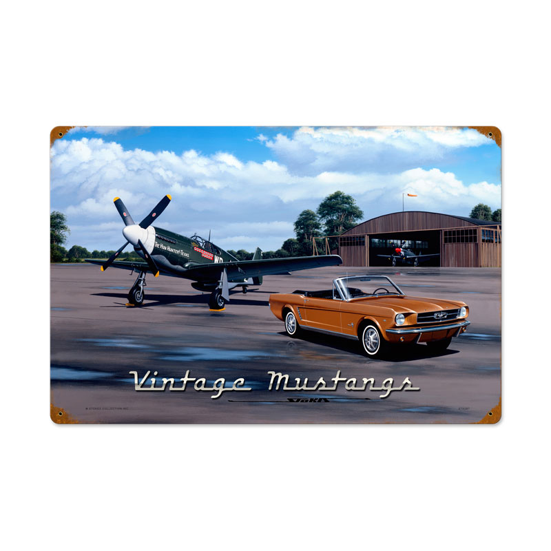 Vintage Mustangs, Automotive, Vintage Metal Sign, 24 X 16 Inches