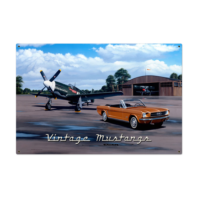 Vintage Mustangs, Automotive, Metal Sign, 36 X 24 Inches