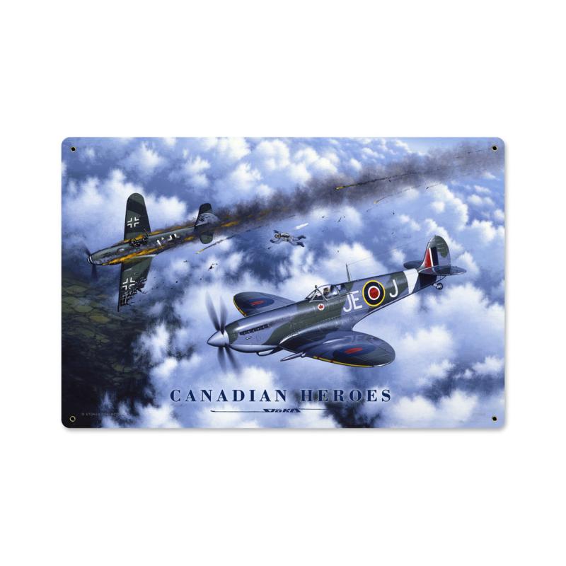 Canadian Heroes, Aviation, Vintage Metal Sign, 24 X 16 Inches